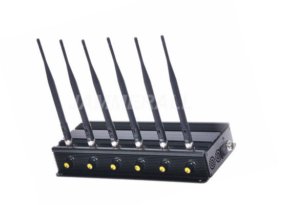 গুণ  6 Band Desktop Cell Phone Signal Jammer , Adjustable Cellular 3G 4G WiFi Jammer কারখানা